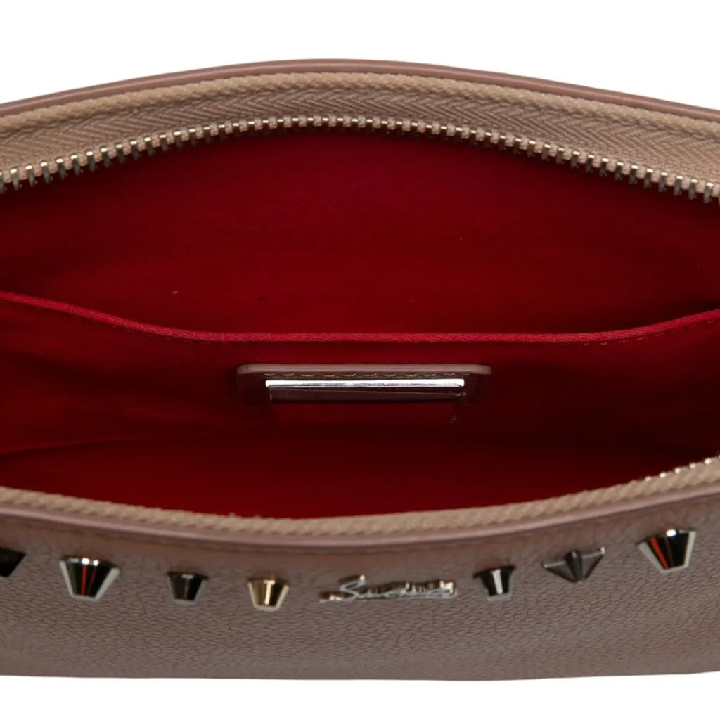 Christian Louboutin Leather Empire Trashmix Spike Loubiclutch Clutch with Strap Brown Leather Very good - Box View