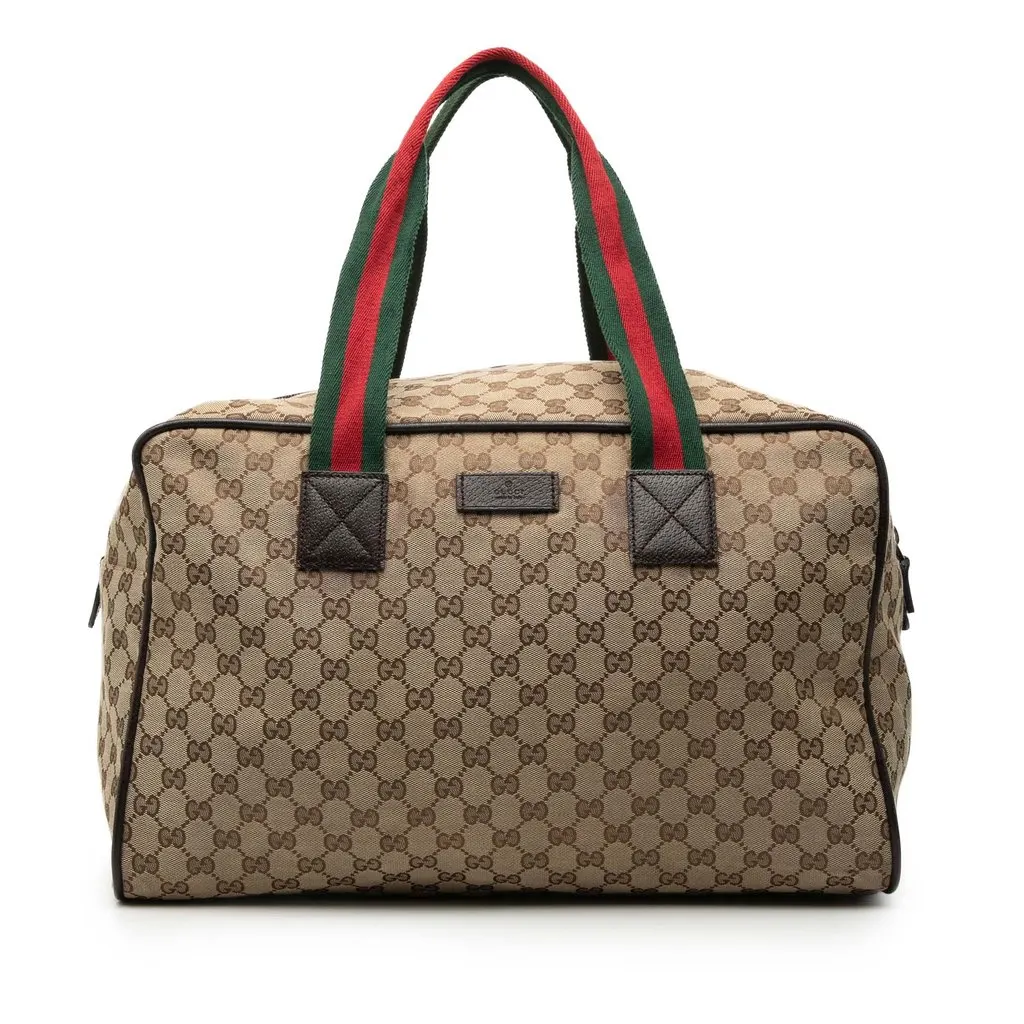 Gucci GG Canvas Web Duffle Bag Beige Very good - Front View
