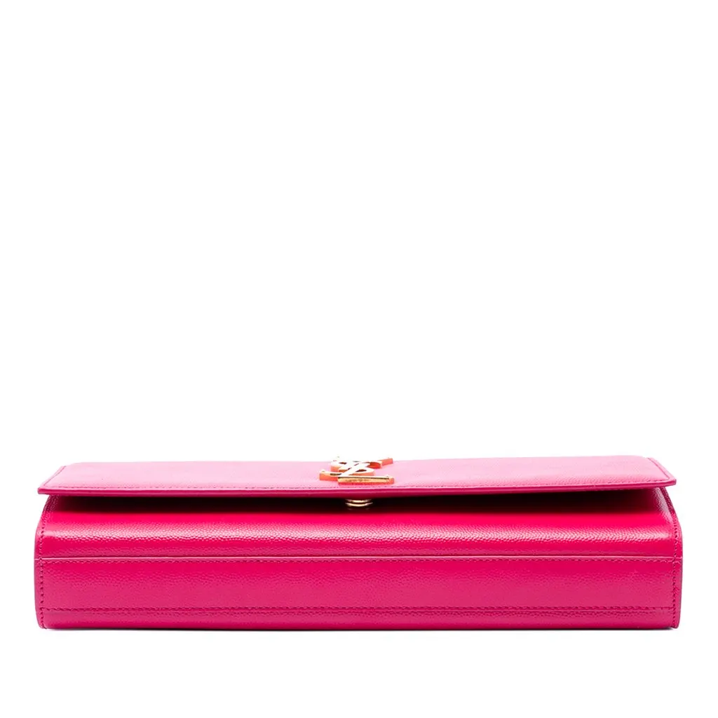 Saint Laurent Grain de Poudre Monogram Cassandre Clutch Pink Leather Good - Inside View