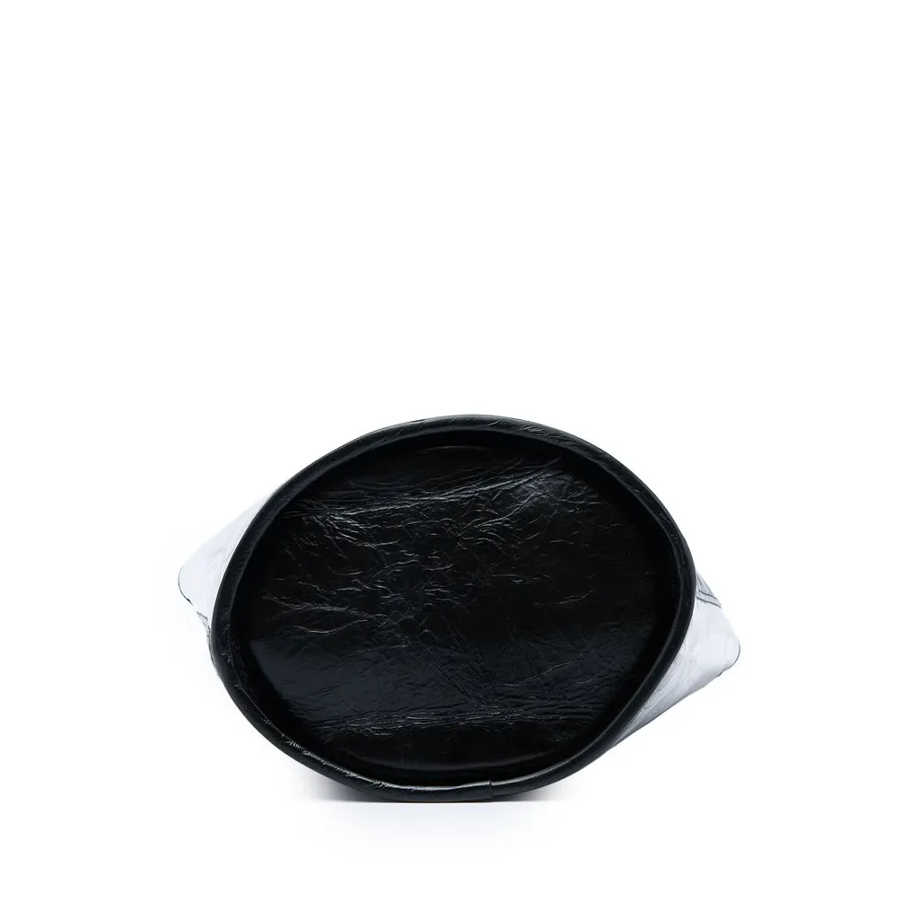 Chanel Medium PVC and Crumpled Calfskin Camellia Coco Bucket Bag Black Plastic Good - Inside View