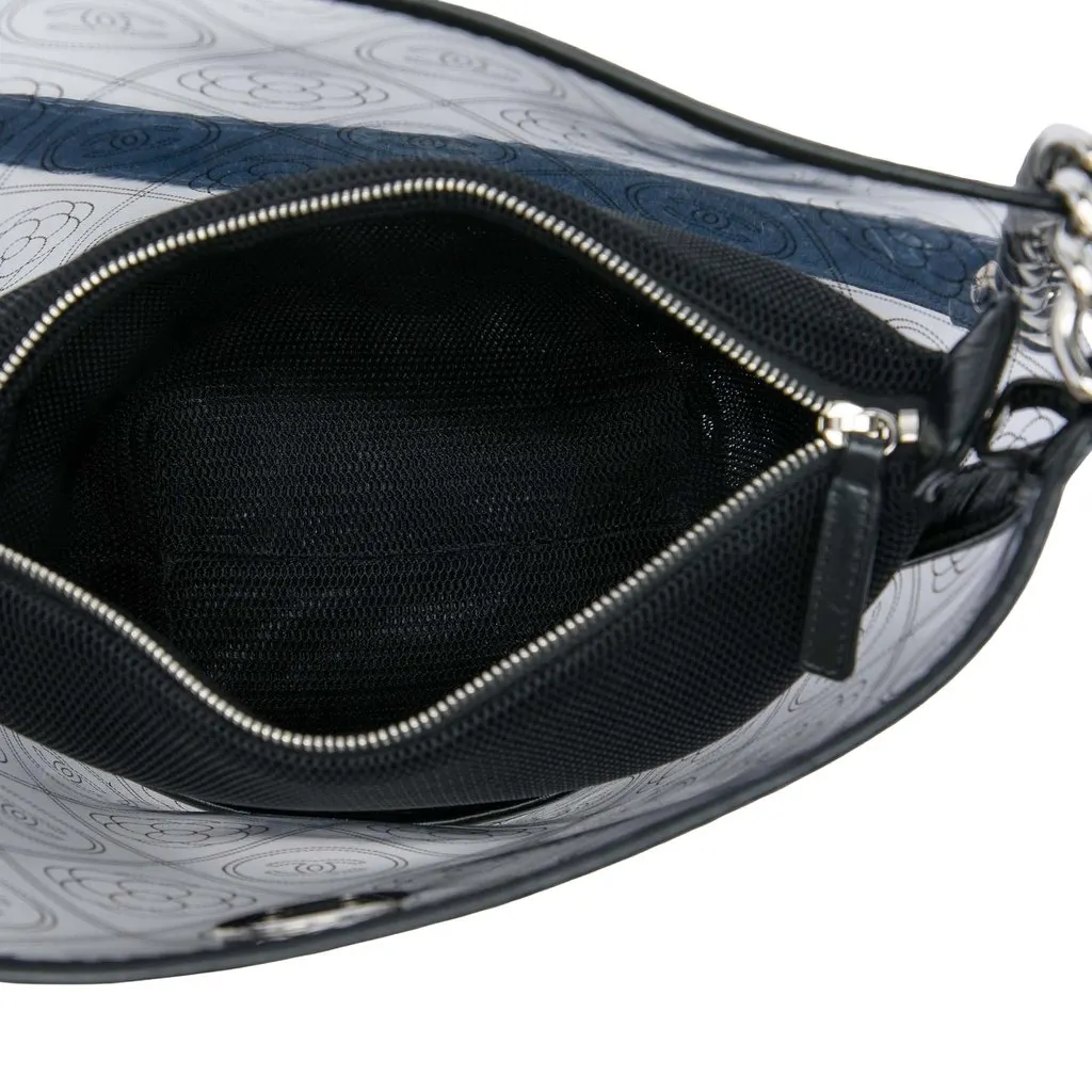 Chanel Medium PVC and Crumpled Calfskin Camellia Coco Bucket Bag Black Plastic Good - Model View