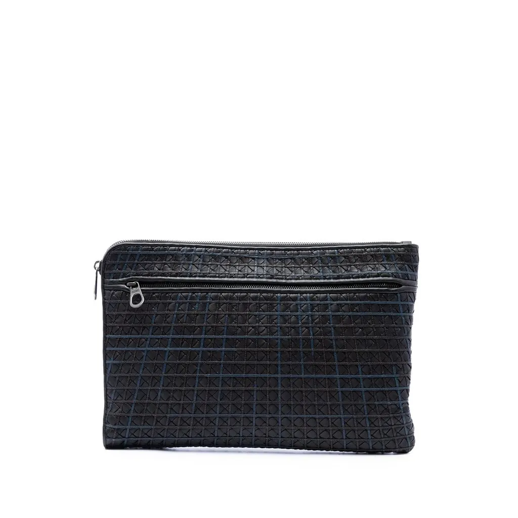 Bottega Veneta Nappa Intrecciato Stitched Clutch Black Leather Very good - Front View