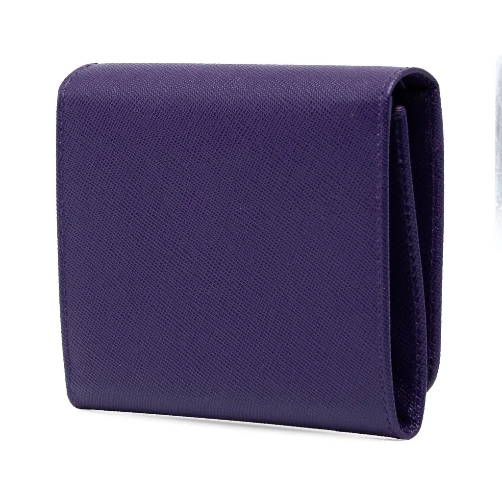 Prada Saffiano Trifold Wallet Purple Leather Very good - Back View