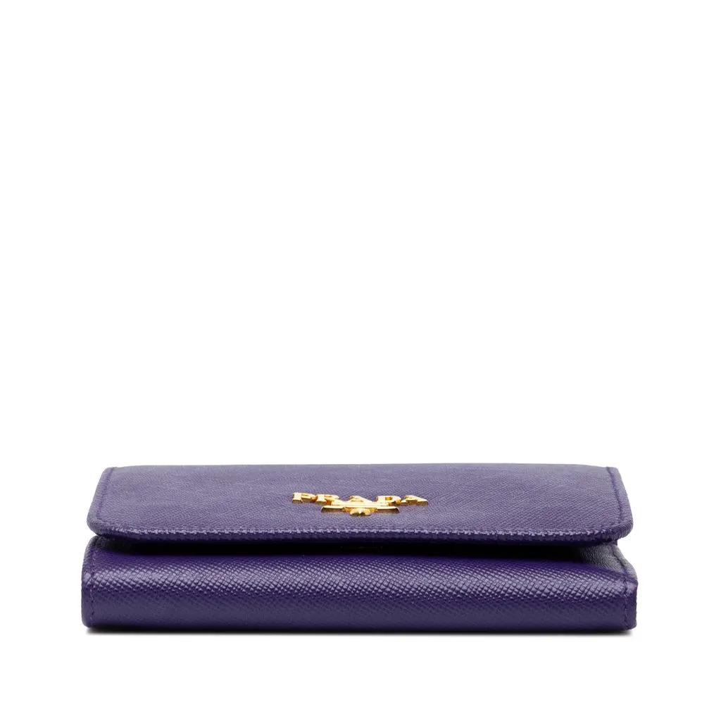 Prada Saffiano Trifold Wallet Purple Leather Very good - Inside View