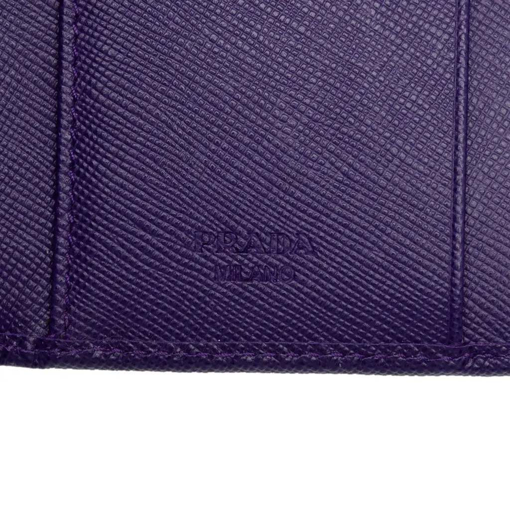 Prada Saffiano Trifold Wallet Purple Leather Very good - Box View