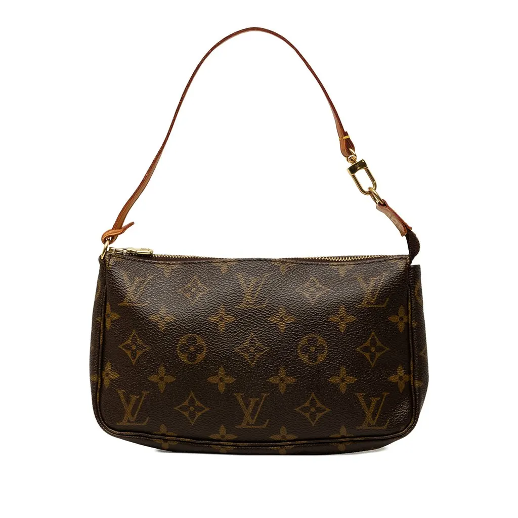 Louis Vuitton Monogram Pochette Accessoires Brown Canvas Good - Front View