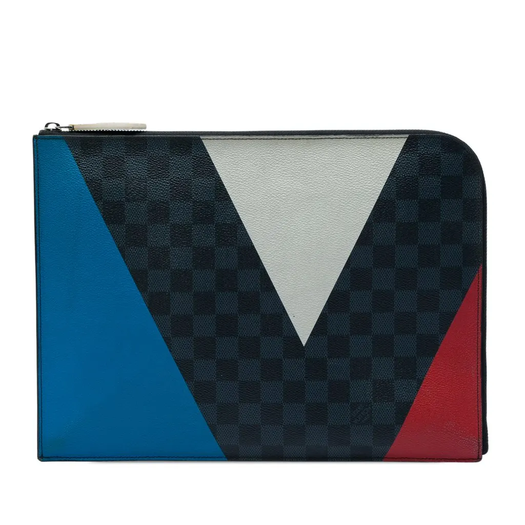 Louis Vuitton Damier Cobalt Americas Cup Pochette Jour GM Blue Very good - Front View