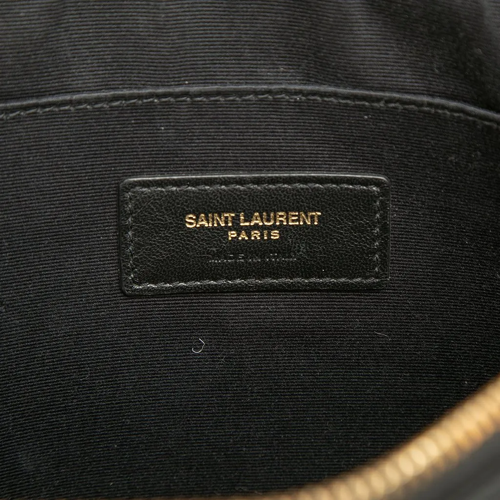 Saint Laurent Croc Embossed Leather Tiny Monogram Zipped Tablet Holder Black Leather Very good - Box View