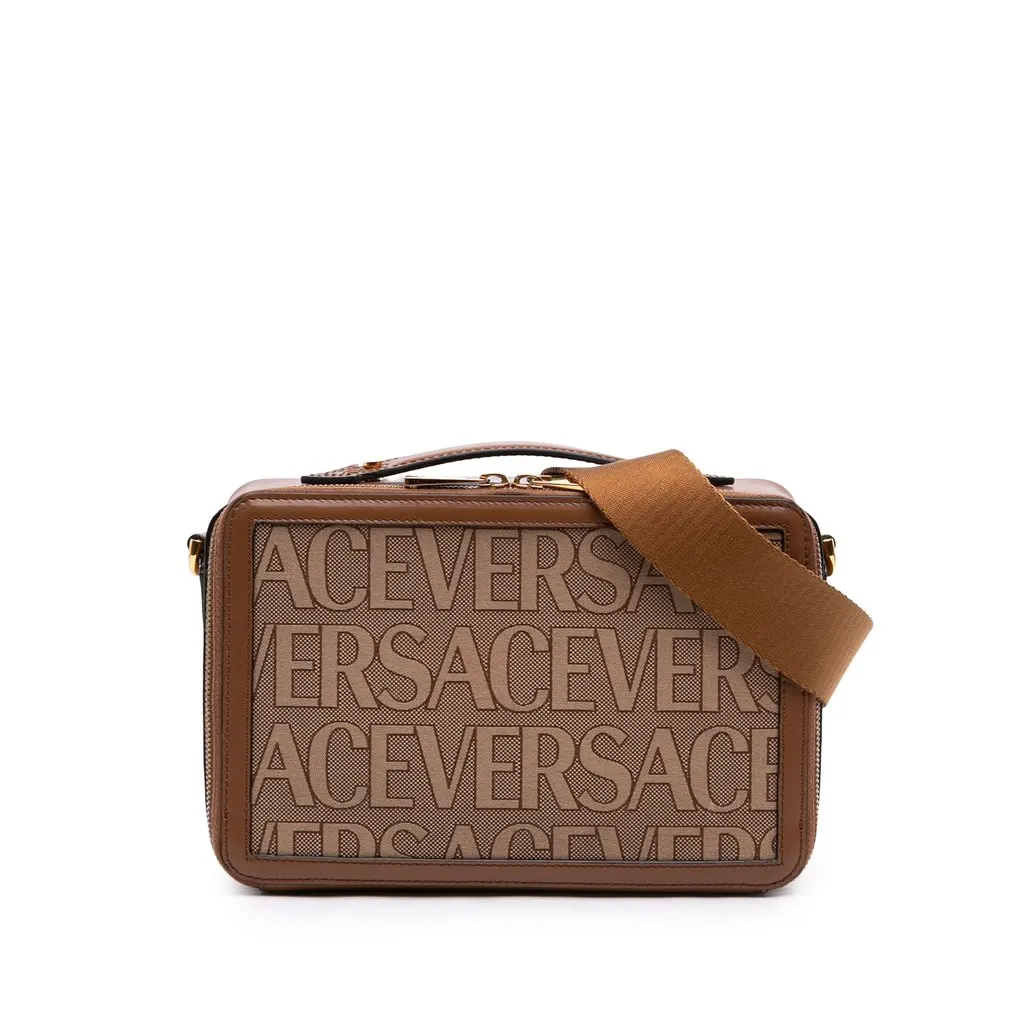 Versace Canvas All Over Messenger bag Brown Very good - Front View