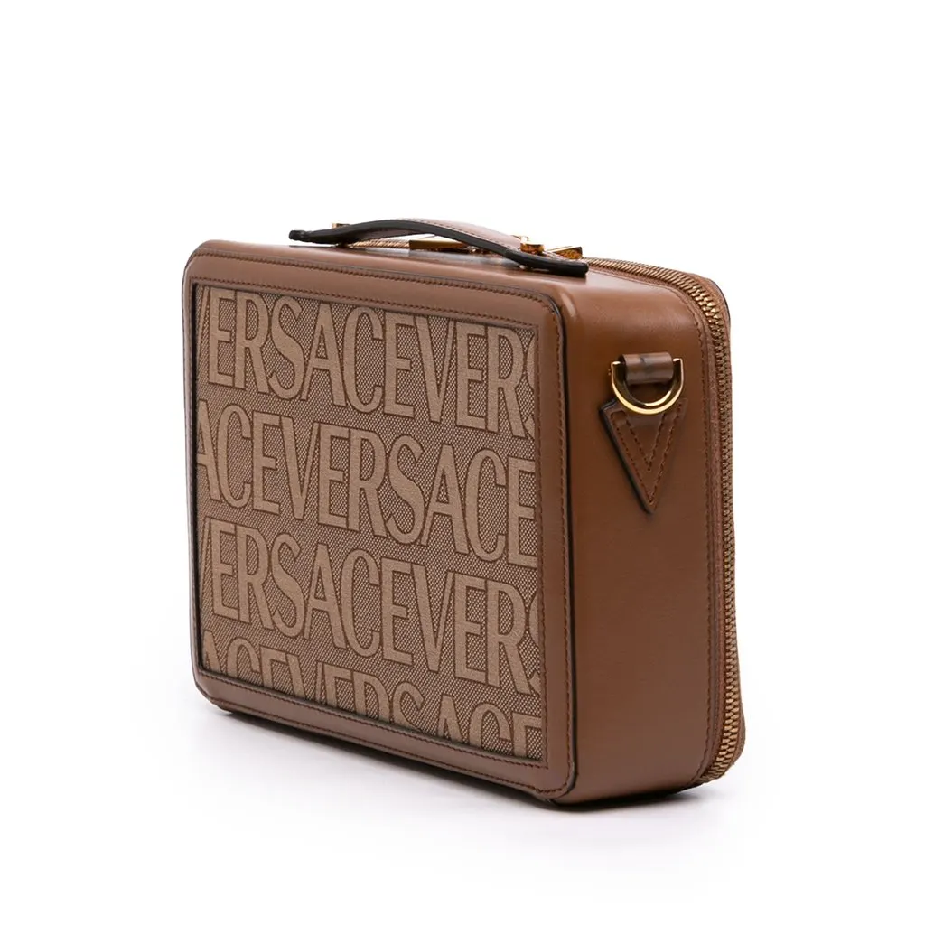 Versace Canvas All Over Messenger bag Brown Very good - Back View