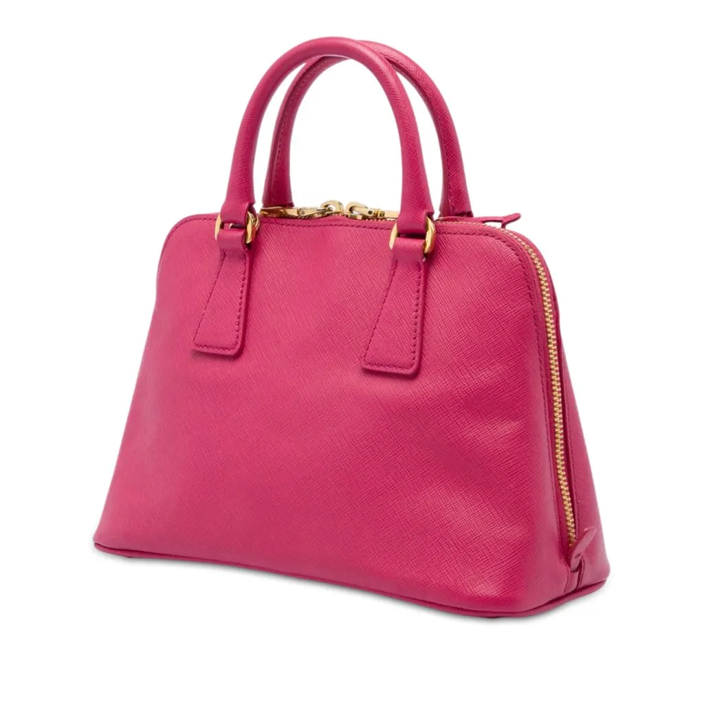 Prada Small Saffiano Lux Promenade Satchel Pink Leather Very good - Back View