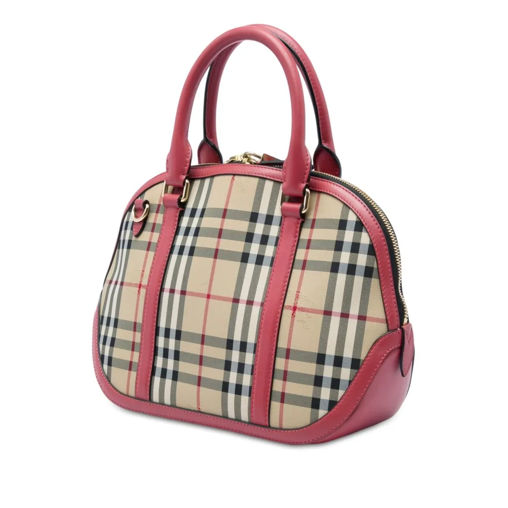 Burberry Small Haymarket Check Nylon Orchard Bowling Bag Beige Very good - Back View