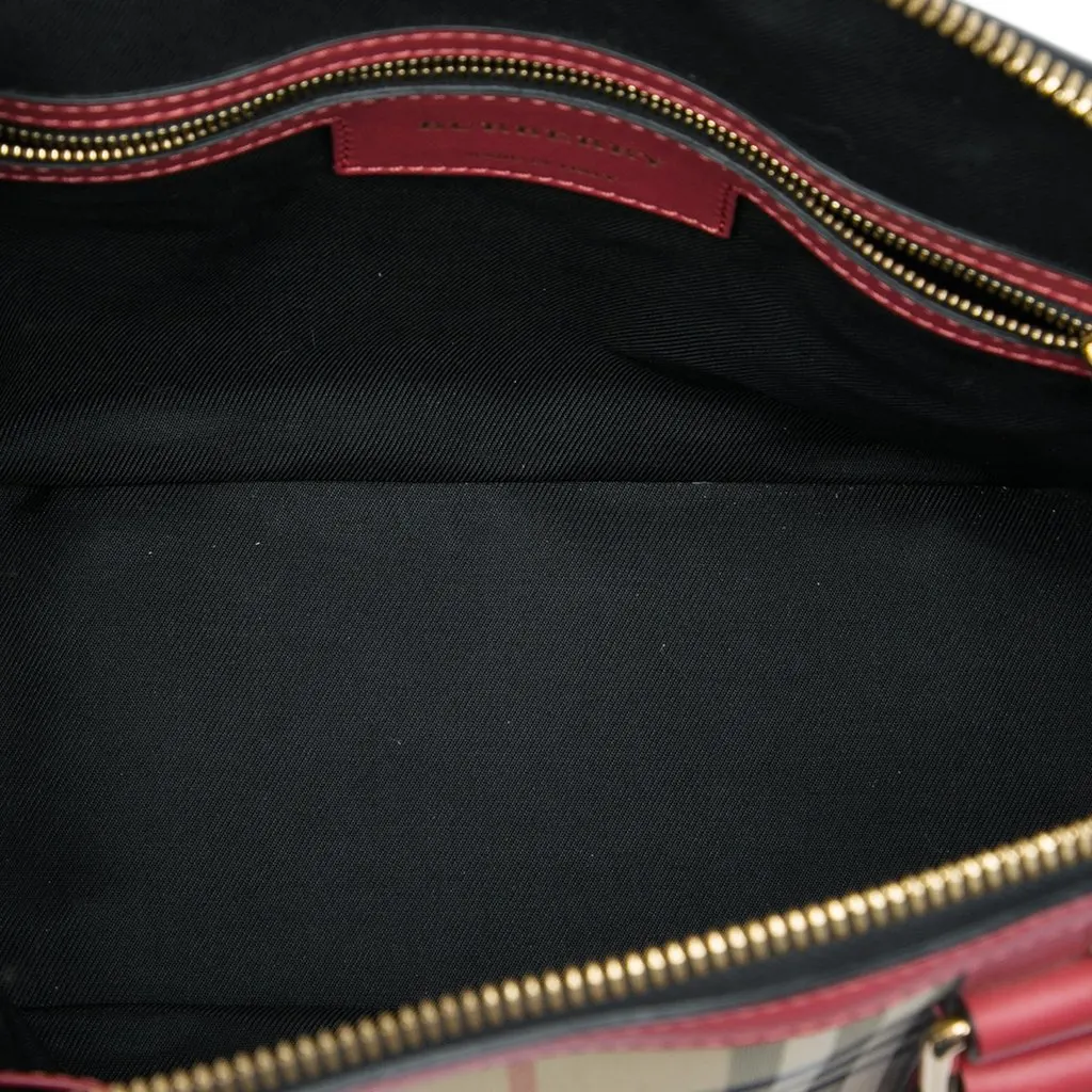 Burberry Small Haymarket Check Nylon Orchard Bowling Bag Beige Very good - Model View