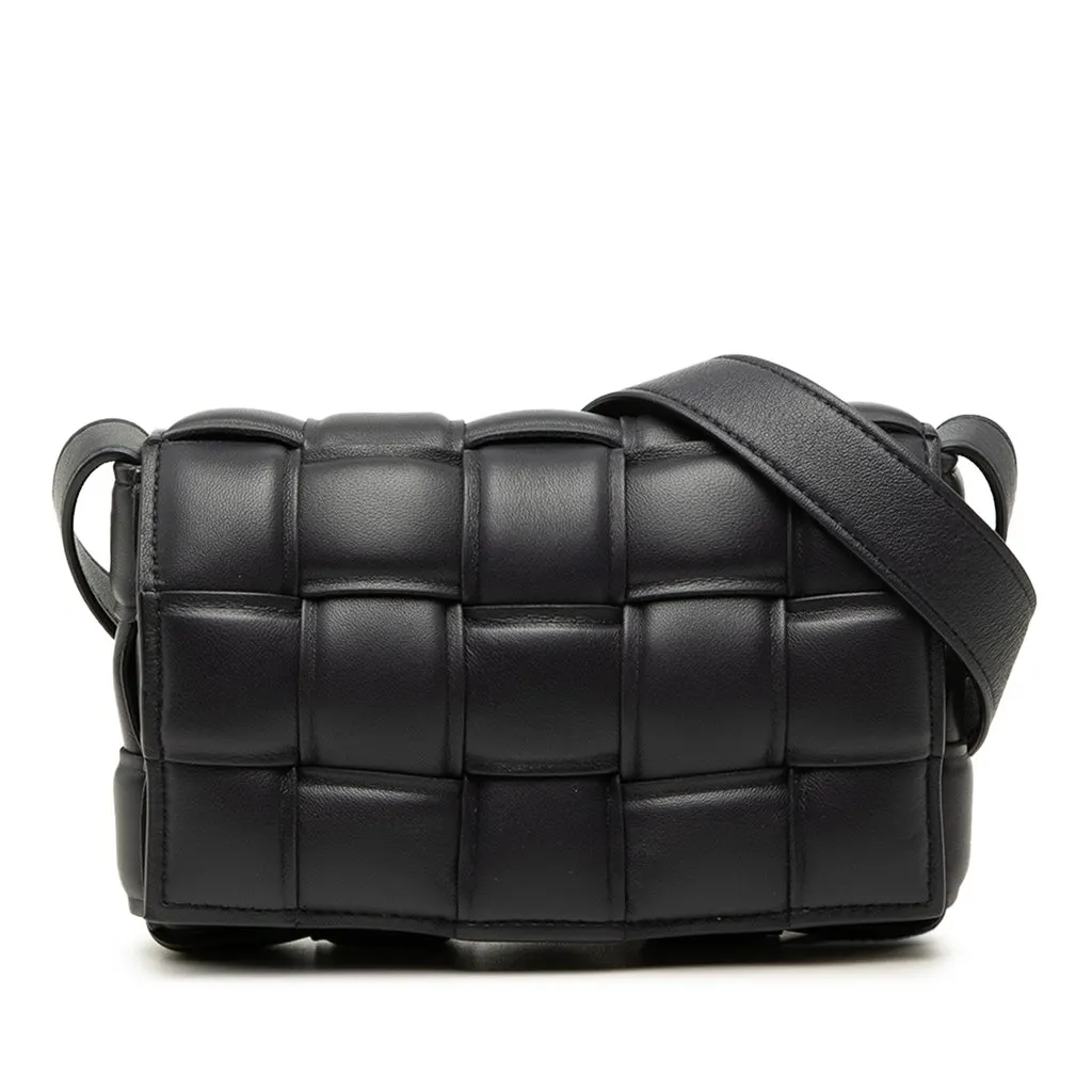 Bottega Veneta Small Nappa Intrecciato Padded Cassette Crossbody Black Leather Very good - Front View