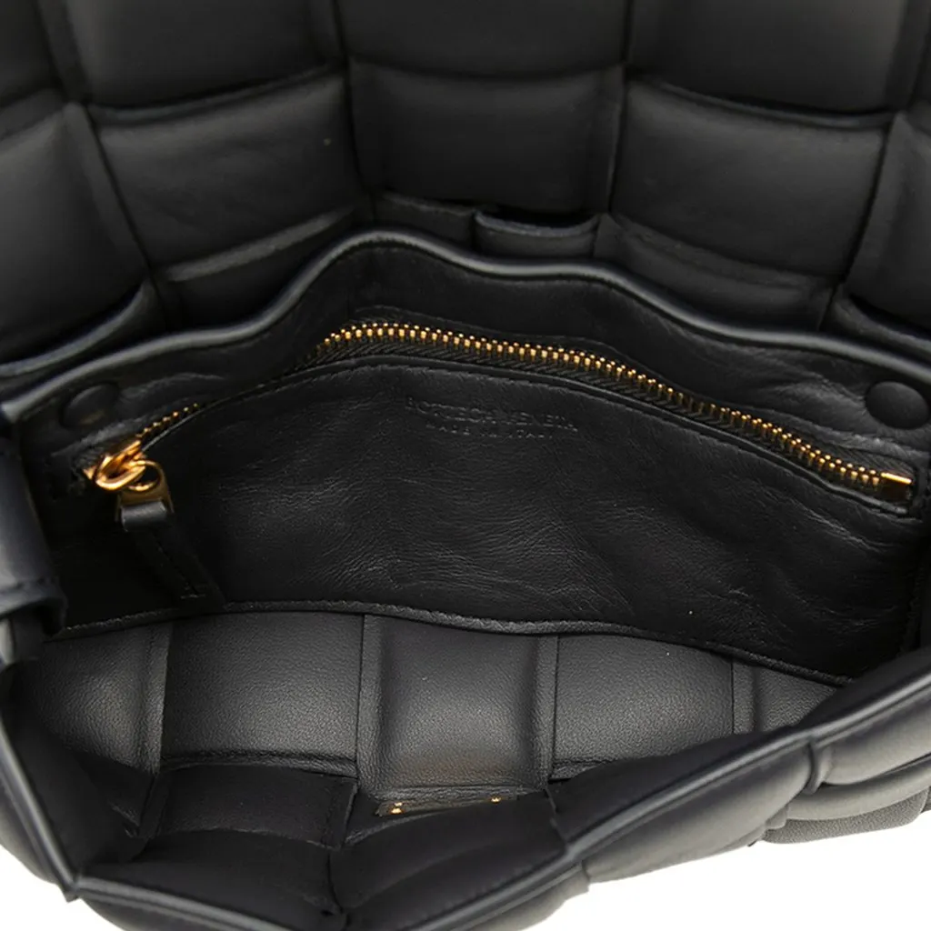 Bottega Veneta Small Nappa Intrecciato Padded Cassette Crossbody Black Leather Very good - Model View
