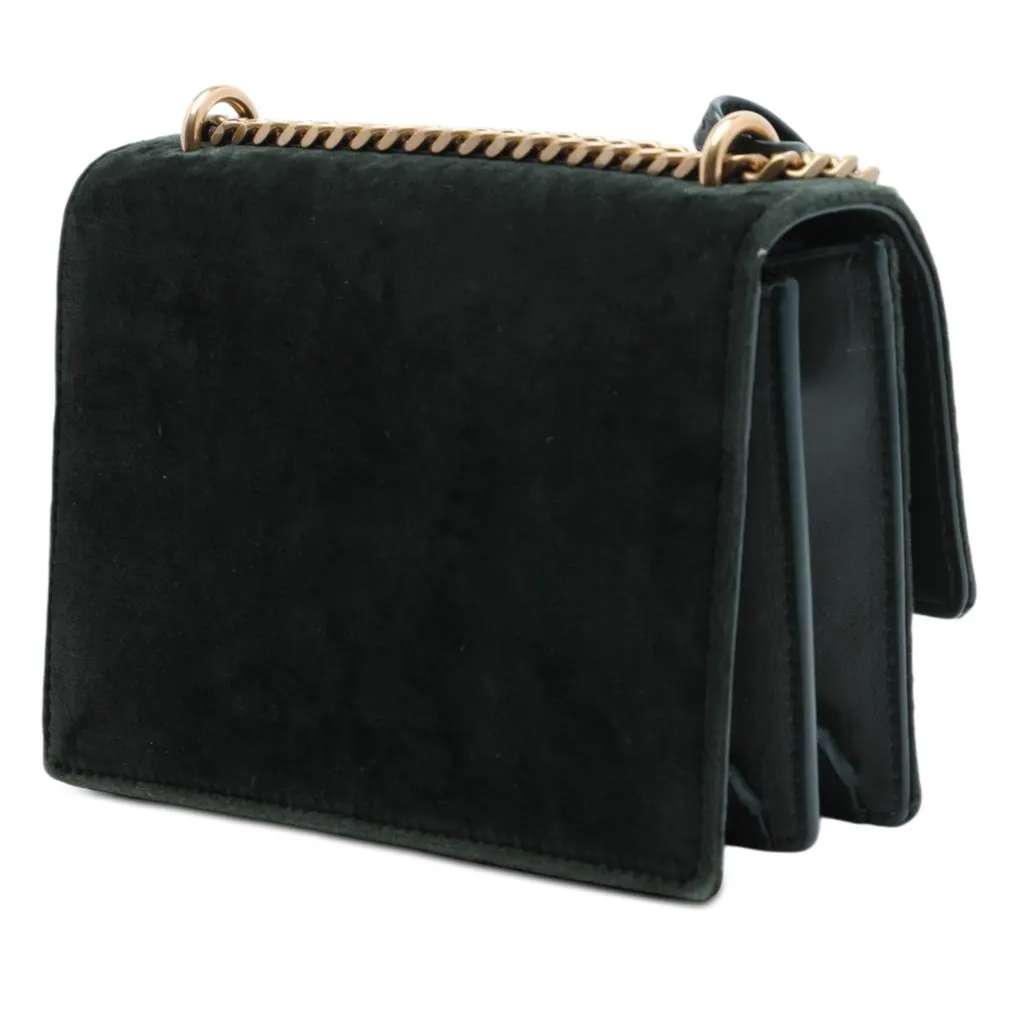 Saint Laurent Small Velvet Monogram Sunset Crossbody Green Very good - Back View