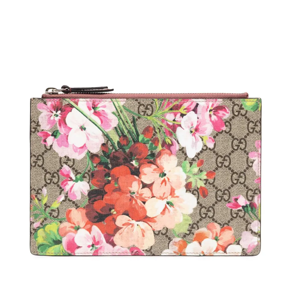 Gucci GG Supreme Blooms Clutch Pink Canvas Never worn - Front View