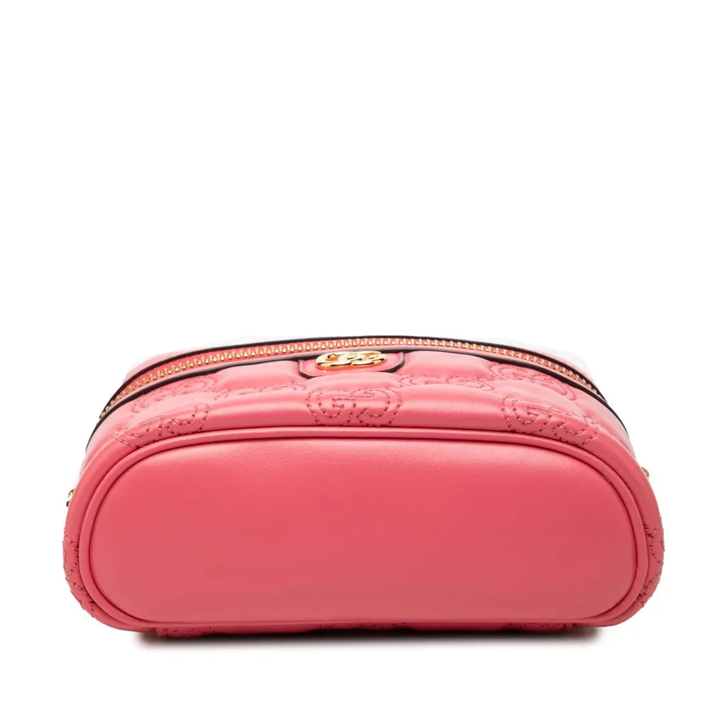 Gucci Mini GG Marmont Matelasse Calfskin Top Handle Vanity Chain Bag Pink Leather Very good - Inside View