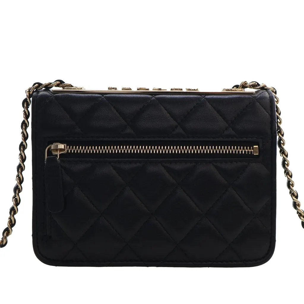 Chanel Mini Quilted Lambskin Trendy CC Wallet On Chain Black Leather Very good - Back View