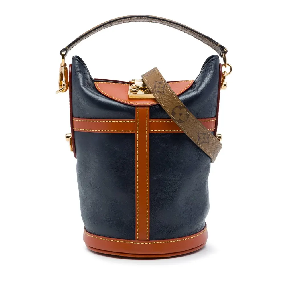 Louis Vuitton Calfskin and Monogram Reverse Duffle Bag Blue Leather Very good - Front View