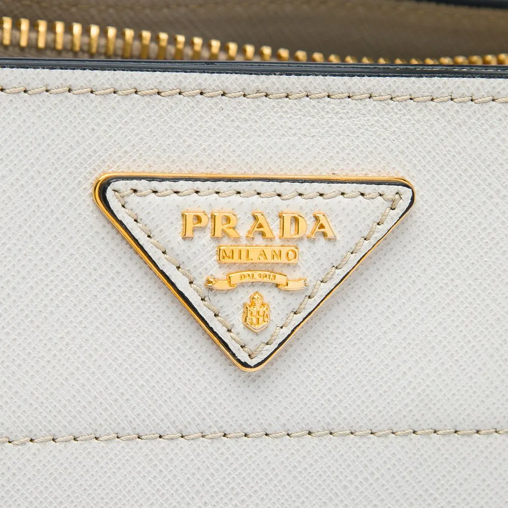 Prada Saffiano Soft Triple Pocket Tote White Leather Very good - Box View