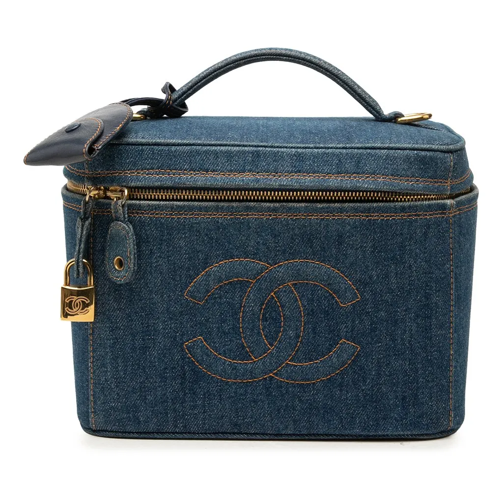 Chanel CC Denim Vanity Bag Blue Denim Very good - Front View