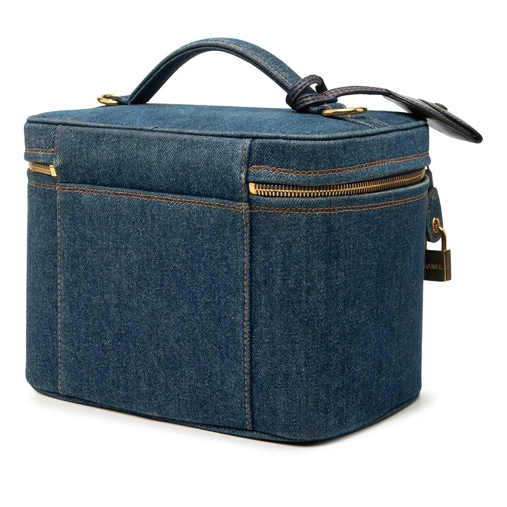 Chanel CC Denim Vanity Bag Blue Denim Very good - Back View