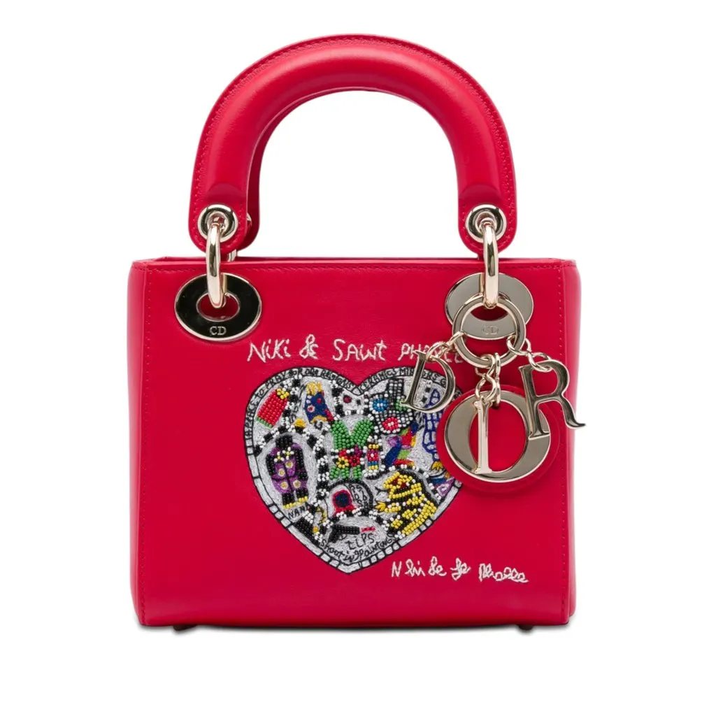Dior Niki De Saint Phalle Mini Calfskin Lady Dior Red Leather Very good - Front View