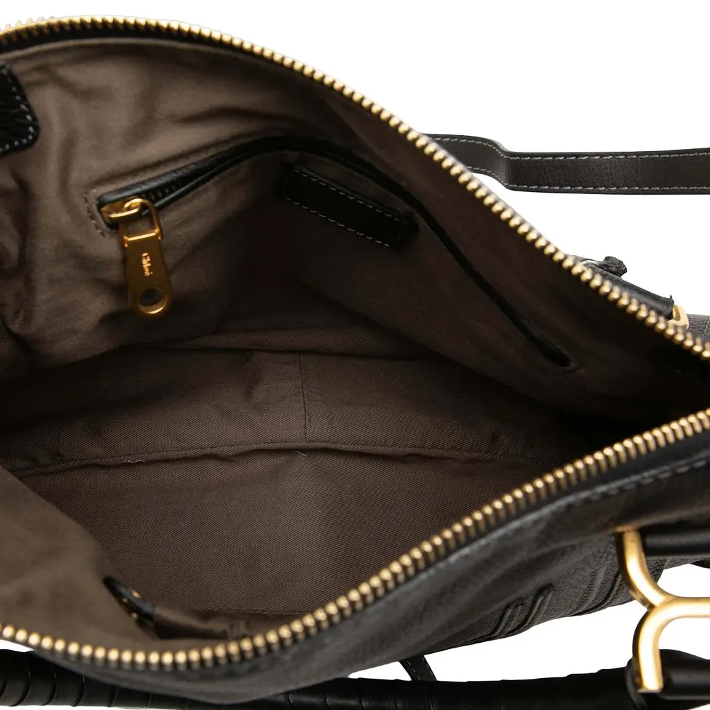 Chloé Medium Grained Leather Marcie Satchel Black Leather Good - Model View