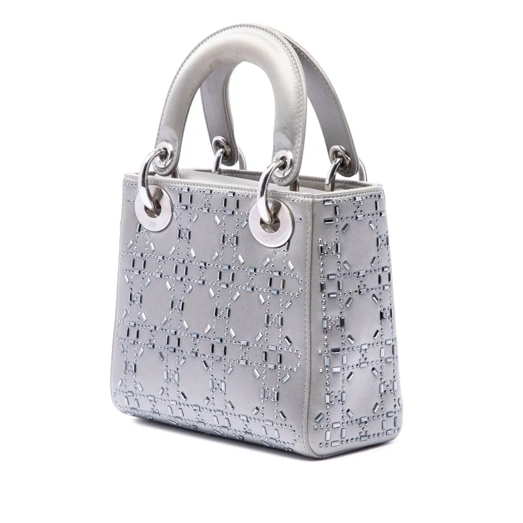 Dior Mini Satin Cannage Crystal Embellished Lady Dior MultiColor Very good - Back View