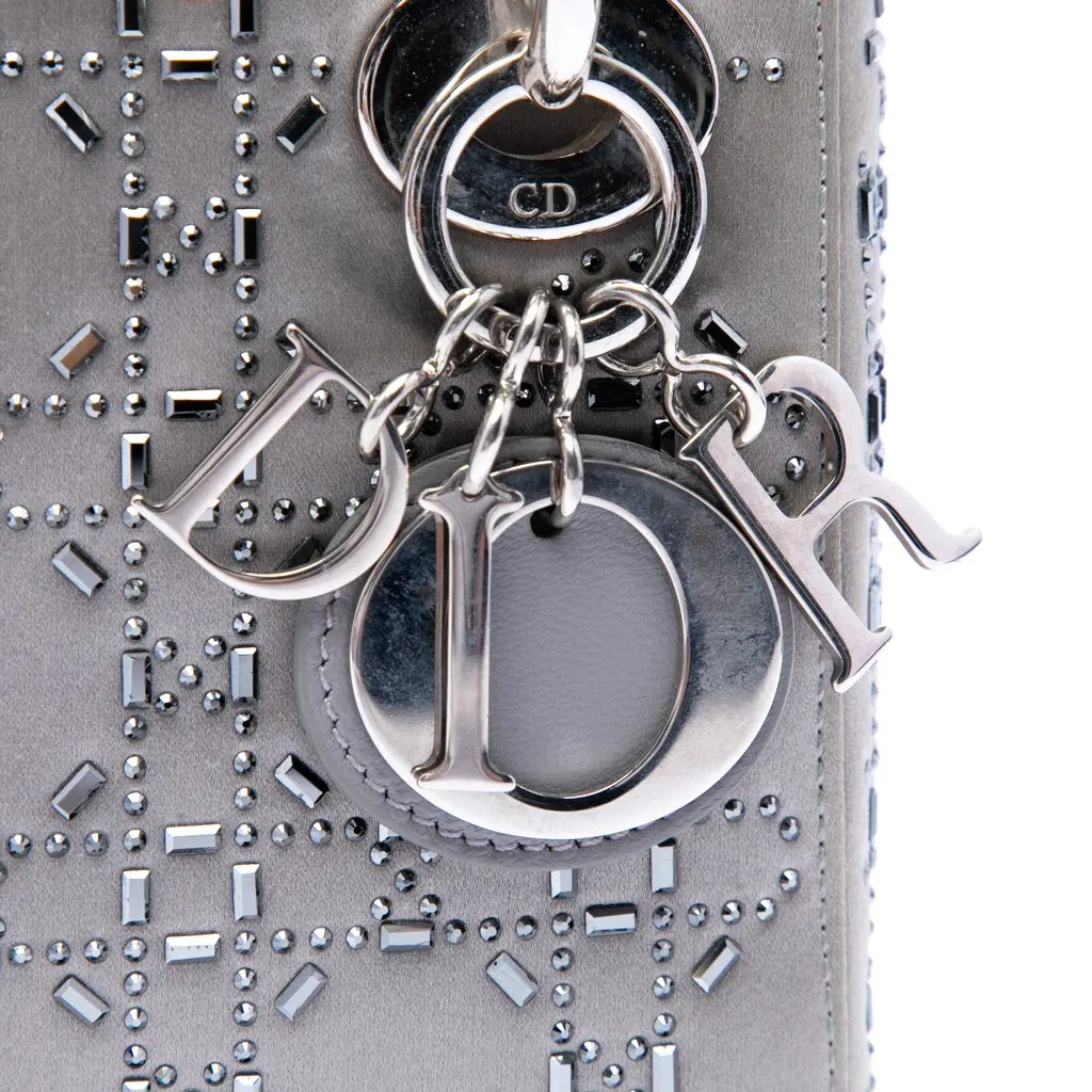 Dior Mini Satin Cannage Crystal Embellished Lady Dior MultiColor Very good - Box View