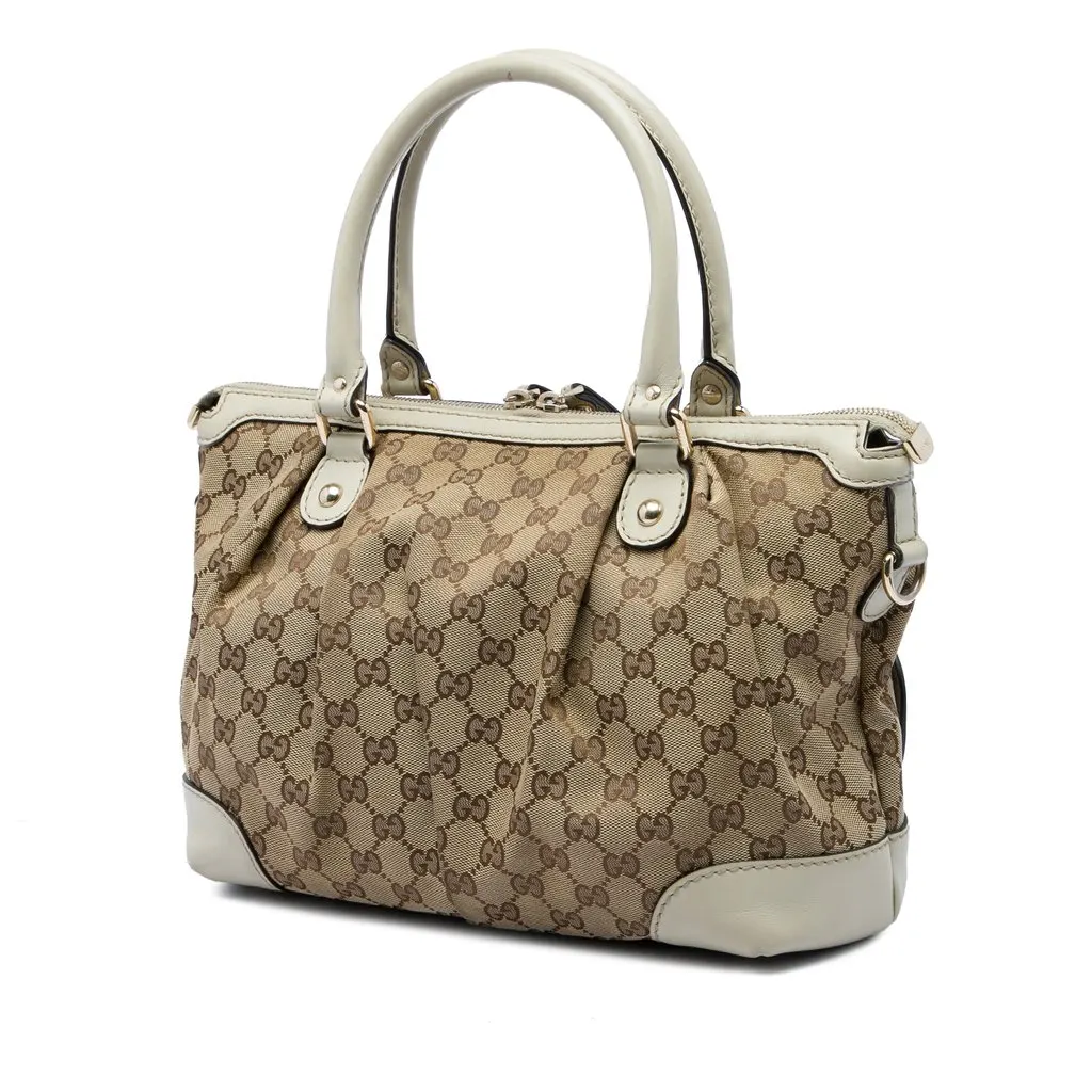 Gucci GG Canvas Sukey Satchel Beige Canvas Good - Back View
