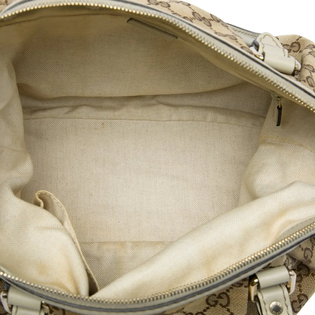 Gucci GG Canvas Sukey Satchel Beige Canvas Good - Model View