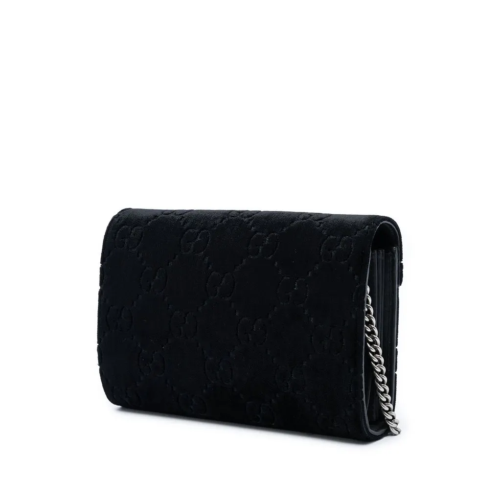 Gucci GG Velvet Dionysus Wallet on Chain Black Very good - Back View