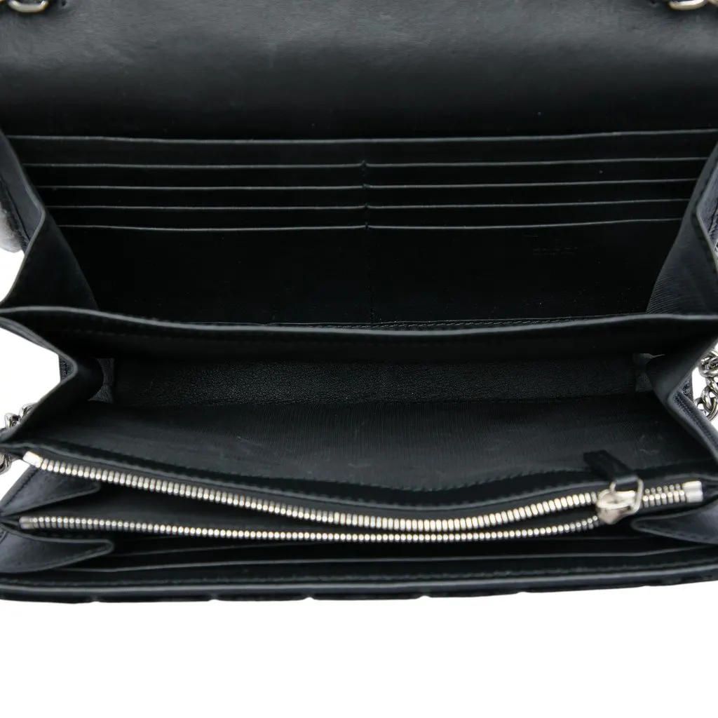 Gucci GG Velvet Dionysus Wallet on Chain Black Very good - Model View