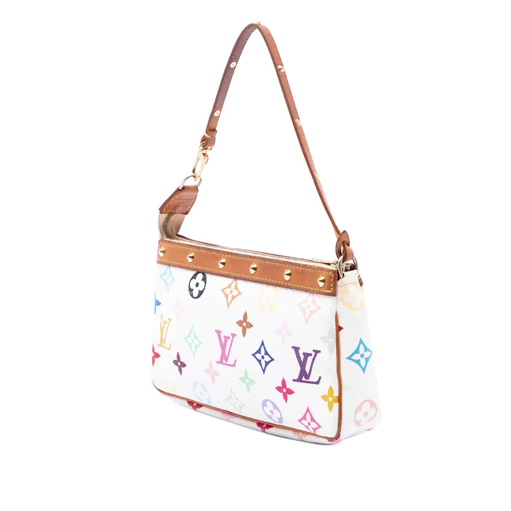 Louis Vuitton Monogram Multicolore Pochette Accessoires White Canvas Very good - Back View