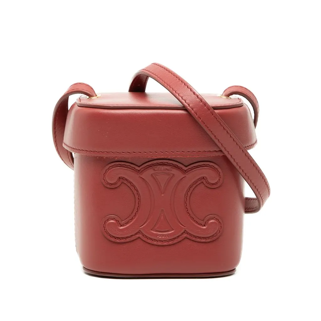 Celine Small Calfskin Cuir Triomphe Box Bag Red Leather Very good - Front View
