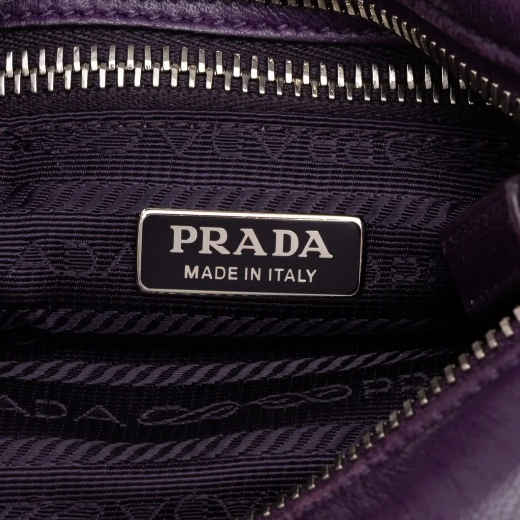 Prada Nappa Front Pocket Satchel Purple Leather Good - Box View