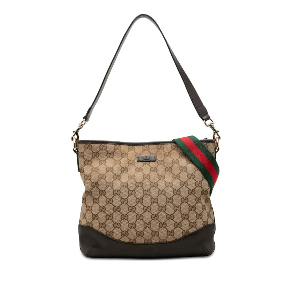 Gucci GG Canvas Web Crossbody Beige Very good - Front View