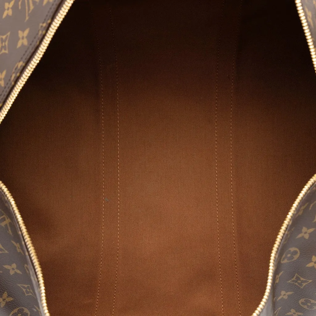 Louis Vuitton Monogram Keepall Bandouliere 50 Brown Canvas Good - Model View