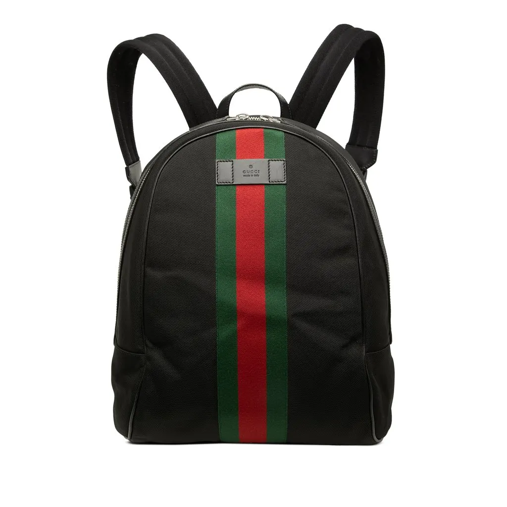 Gucci Techno Canvas Web Backpack Black Canvas Very good - Front View