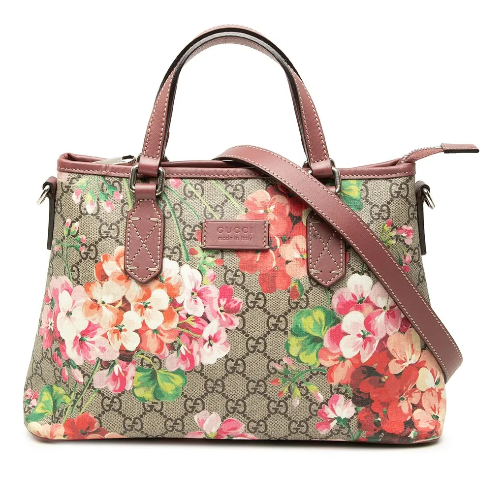 Gucci GG Supreme Blooms Zippered Tote Beige Very good - Front View