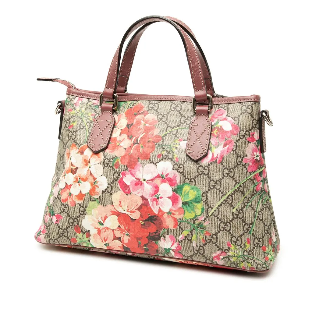 Gucci GG Supreme Blooms Zippered Tote Beige Very good - Back View