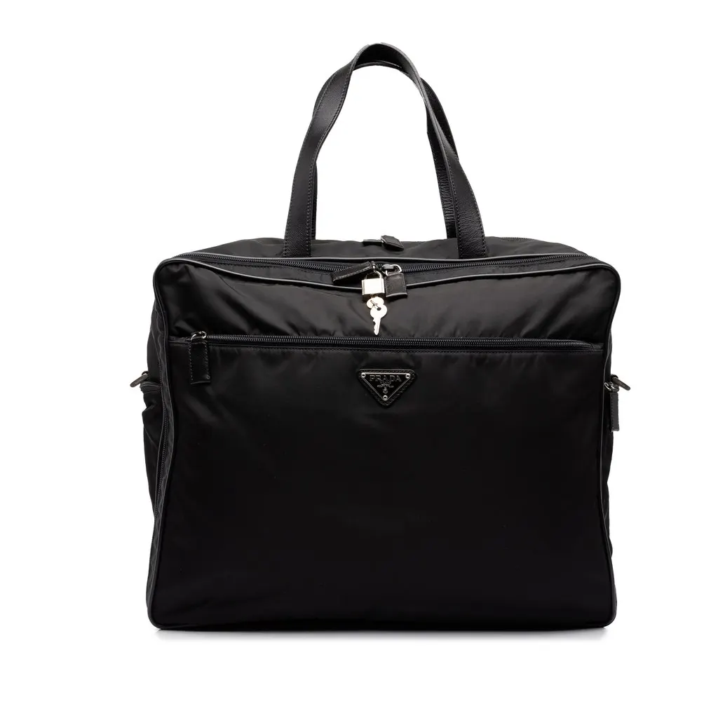 Prada Tessuto Travel Bag Black Polyamide Good - Front View