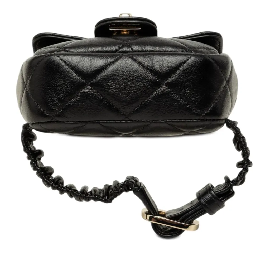Chanel CC Quilted Lambskin Flap Arm Coin Purse Black Leather Very good - Inside View