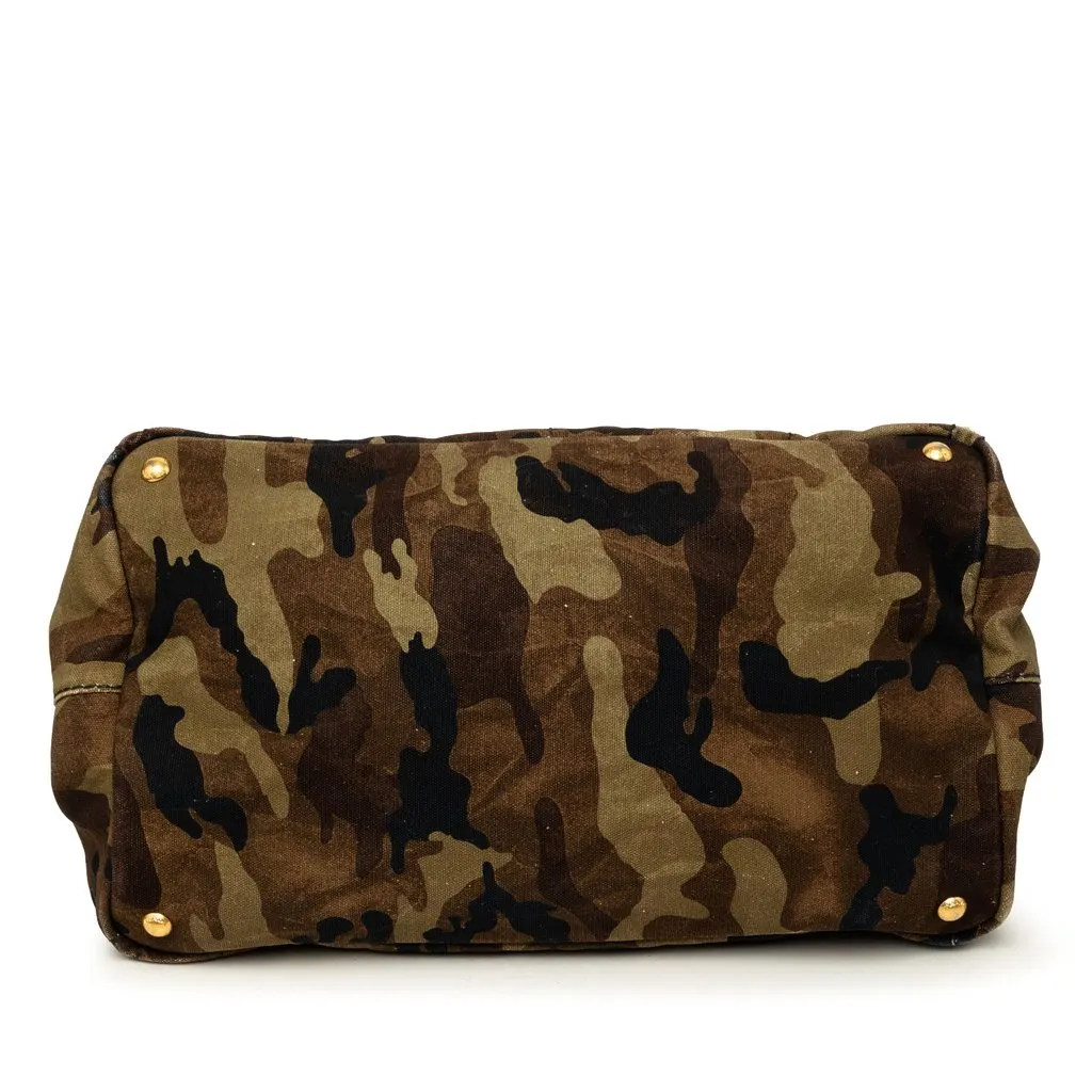 Prada Large Canvas Canapa Camouflage Stampata Tote Brown Very good - Inside View