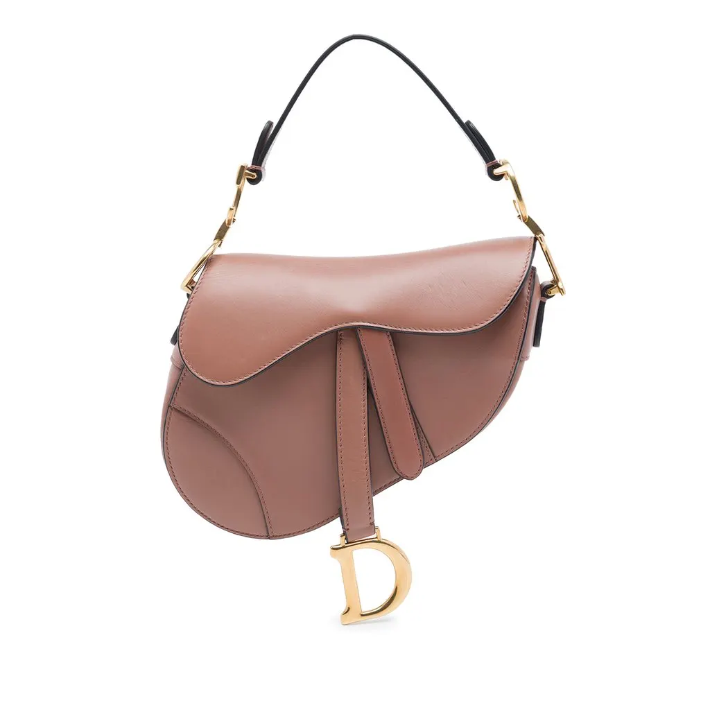 Dior Mini Smooth Calfskin Saddle Bag Brown Leather Very good - Front View