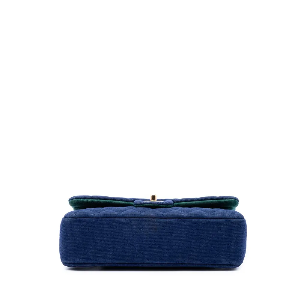 Chanel Medium Classic Jersey Double Flap Blue Cotton Very good - Inside View