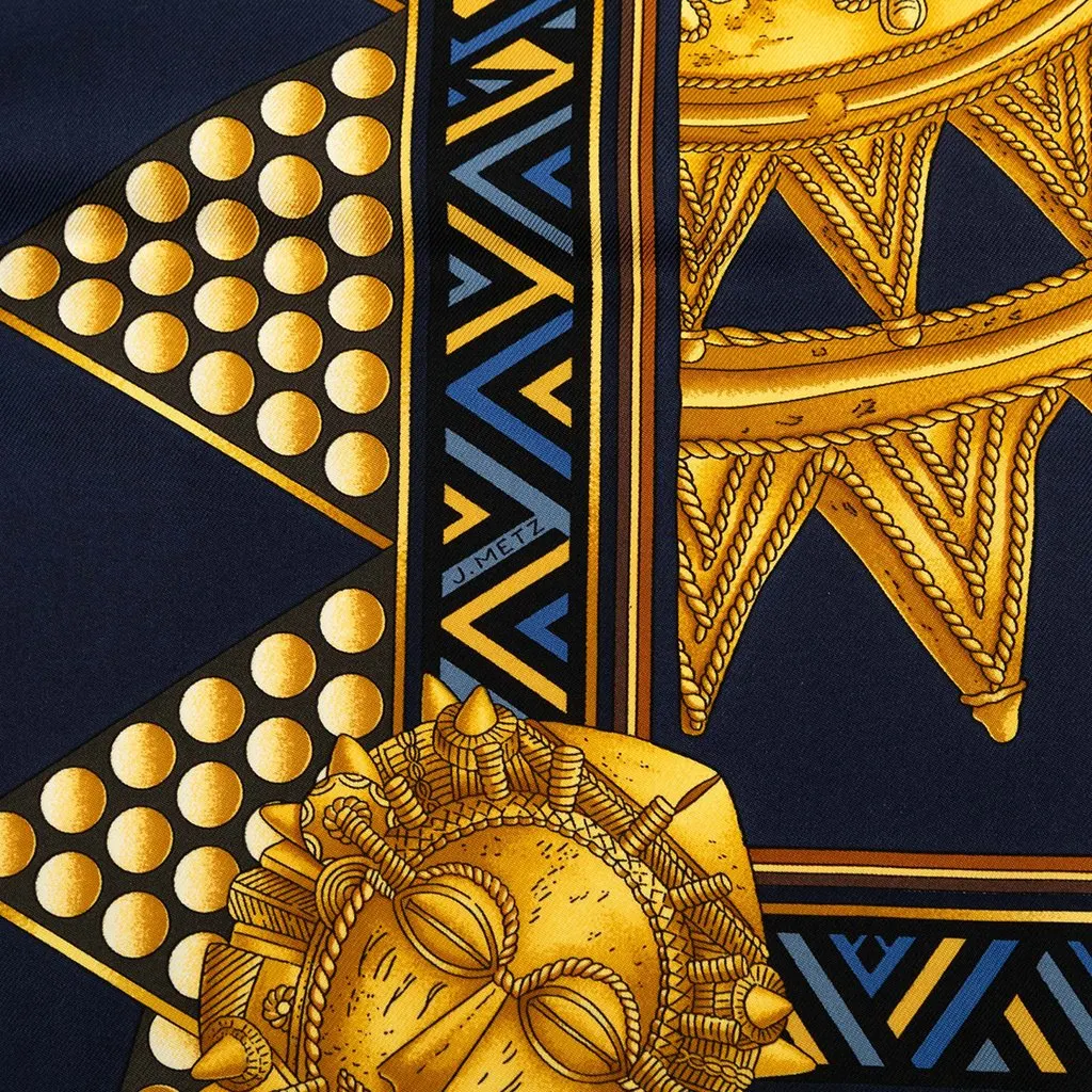 Hermès L Or Des Chefs Silk Scarf 90 Blue Very good - Inside View