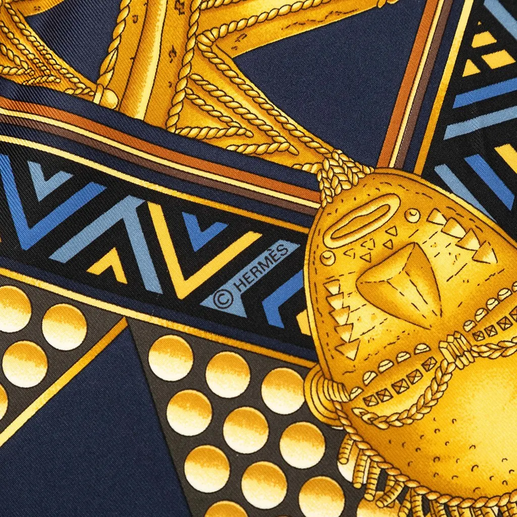 Hermès L Or Des Chefs Silk Scarf 90 Blue Very good - Box View